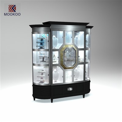 Luxury Panoramik Bijou Display Case Glittering Showcase Pou Koleksyon Premium Jearlry