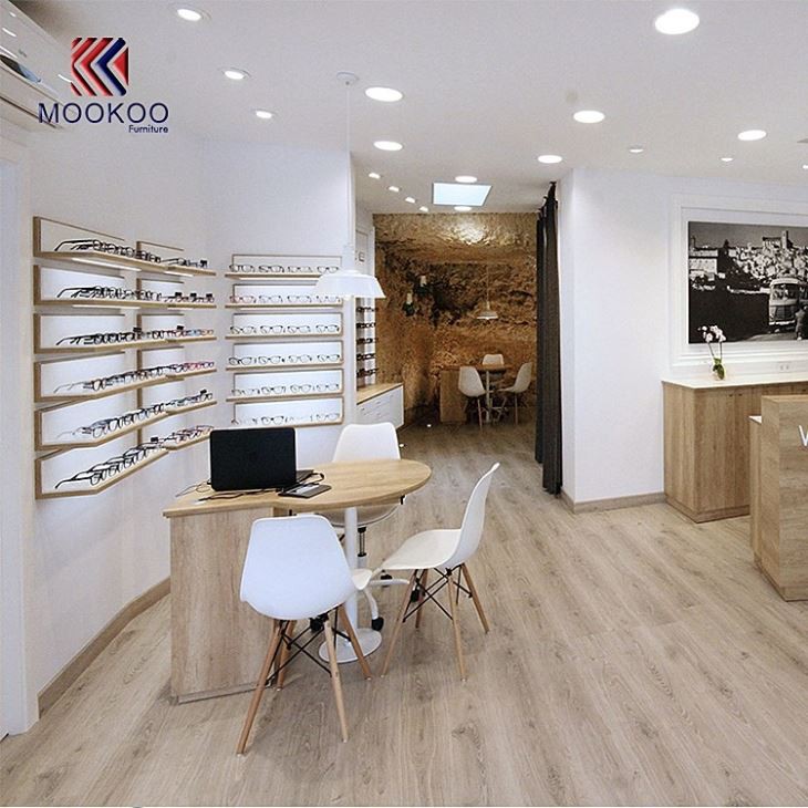 Custom Glasses Shop Interior Decoration Counter Design And Display Showcase