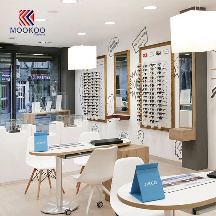 Custom Glasses Shop Interior Decoration Counter Design And Display Showcase