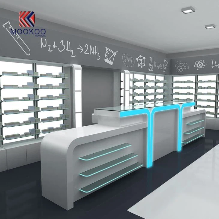 Modern Simple Europe Style High End Farmacia Shop Interior Design Medicine Storage Shelves