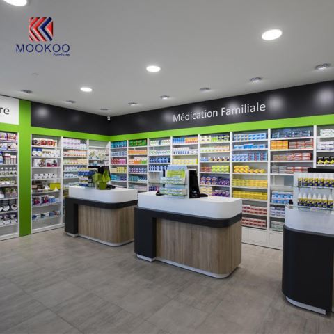 Famasi Shop Display Counter Drug Store Depo etajè